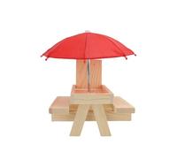 Mangiatoia per scoiattoli in legno con unmbrella e pannocchia di mais, supporto per scoiattoli e picnic, mangiatoia da tavolo per scoiattoli e scoiattoli all'aperto per gli amanti degli scoiattoli e