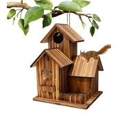 Mangiatoia per scoiattoli per esterni, design a tre stanze, stazione esterna in legno, mangiatoia per scoiattoli, per alberi da giardino con tetto flessibile, per cortile, giardino, albero, terrazza