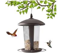 Mangiatoia per uccelli 2 in 1 Mangiatoia per uccelli sospesa Resistente alla pioggia A prova di scoiattolo con foro di drenaggio Alimentatori a chiusura rotante per esterno..
