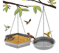 Mangiatoia per Uccelli, 2 in 1 XL Mangiatoia per Uccellini da Esterno & Abbeveratorio per Uccelli (Grigio scuro)