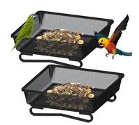 Mangiatoia per Uccelli, 2 Pezzi Mangiatoia per Uccellini da Esterno, Mangiatoie per Uccelli Selvatici in Metallo, Mangiatoia per Uccelli in Rete Nero