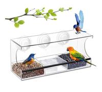 Mangiatoia per uccelli, 21 x 20 x 9 cm, mangiatoia per uccelli in acrilico, robusta e durevole, scatola per alimenti a prova di fuoriuscite, in acrilico rimovibile trasparente per osservare i bambini