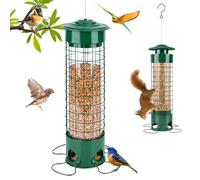 Mangiatoia per Uccelli, 3L Mangiatoia da Appendere per Colibrì Esterno, Mangiatoia Uccelli Selvatici con 4 Punti di Alimentazione,Prova di Scoiattolo, Mangiatoia in Metallo per Giardino