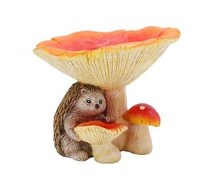 Mangiatoia per uccelli a forma di fungo, statua da giardino a forma di riccio, piccola scultura per uccelli, per giardino, patio e cortile, autoportante per uccelli da esterno, scultura