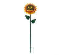 Mangiatoia per uccelli a forma di girasole con vassoio in metallo e paletto, progettata per l'uso in giardino all'aperto per attirare gli uccelli e fornire spazio per l'alimentazione