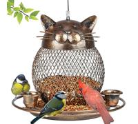 Mangiatoia per uccelli a prova di scoiattolo, mangiatoia per uccelli a forma di gatto, mangiatoia per uccelli selvatici in rame resistente con gancio per appendere all'aperto, decorazione esterna per
