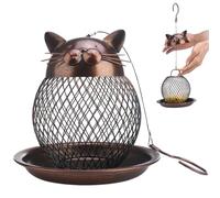 Mangiatoia per Uccelli a Prova di Scoiattolo, Mangiatoia per Uccelli a Prova di Scoiattolo Appesa Forma di Gatto con Rete di Ferro e Vassoio Decorativa Vintage 6, 3x7, 1 Pollici Selvatica