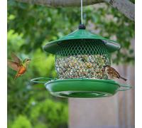 Mangiatoia per uccelli a prova di scoiattolo per esterni, grande capacità, in metallo resistente, supporta cardinali, fringuelli, ghiandaia blu e uccelli selvatici
