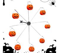 Mangiatoia per uccelli a ruota panoramica per esterni, ciotola per l'alimentazione degli uccelli, dispositivo rotante per Halloween con 8 secchi per rondine, parrocchetti, fringuelli gialli, patio