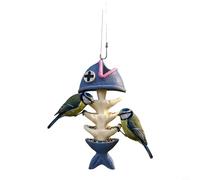 Mangiatoia per uccelli a spina di pesce con casco da pirata: resistente alle intemperie per mangiatoia in PLA per piccoli uccelli, design a più livelli per giardino e terrazza, multicolore, 1 pezzo