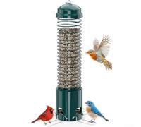 Mangiatoia per uccelli a spirale sospesa a prova di scoiattolo, in metallo, resistente alle intemperie, per esterni, giardino, 1,6 kg, in acciaio