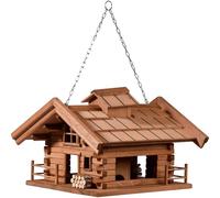 Mangiatoia per uccelli "Appenzell" con molti dettagli nel design della casetta di montagna, 37 x 37 x 26 cm, in pino