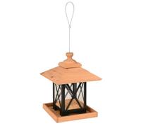 Mangiatoia per uccelli - Casa in legno - Leya Naturale - 32 cm - Cedro e metallo - Tetto removibile - Flamingo