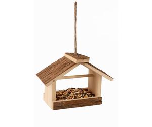 Mangiatoia per uccelli - Casetta Loo in legno naturale compatta - 11,6cm