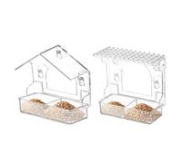 Mangiatoia per uccelli - casetta per uccelli in acrilico - casetta per uccelli trasparente con forti ventose | per anziani per il birdwatching all'aperto balcone giardino