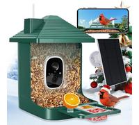 Mangiatoia per uccelli con fotocamera, Smart Watching Birds, AI Identifica Specie 2K Live Video,2.4GHz WiFi Solar Birds House Telecamere per esterni, Rilevamento di movimento Allerta di arrivo