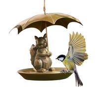 Mangiatoia per uccelli con ombrello a forma di scoiattolo, design a ombrello, mangiatoia per colibrì, per tutte le stagioni, struttura in metallo, stazione di alimentazione per balconi e terrazze