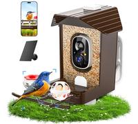 Mangiatoia per uccelli con telecamera solare esterna, telecamera per uccelli per giardino esterno, mangiatoia intelligente per uccelli con IA Identifica 10K, telecamera WiFi per uccelli, regali per