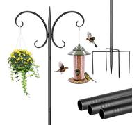 Mangiatoia per uccelli da appendere, 223 cm, supporto per mangiatoia per uccelli, autoportante, pali e grucce resistenti, ganci da giardino per mangiatoie per uccelli, luci da giardino, cestino