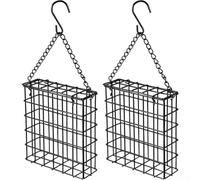 Mangiatoia per uccelli da appendere all'aperto in metallo massiccio per ospitare una torta di suet e incoraggiare la visita naturale degli uccelli (2 pezzi)