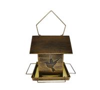Mangiatoia per uccelli da appendere, antivento, per tutto l'anno, ottimo regalo per gli amanti della natura, finitura bronzata, mangiatoia per uccelli con fiori e pietre