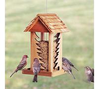 Mangiatoia per uccelli da appendere, in legno, per esterni, gazebo, distributore di cibo selvatico, decorazione classica per esterni, giardino, villa, paesaggio (C)