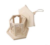 Mangiatoia per uccelli da appendere pastorale per esterni, costruzione in legno, resistente alle intemperie, design spazioso interno