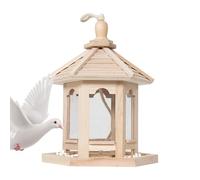 Mangiatoia per uccelli da appendere per esterni - Dispenser per mangiatoia per uccelli in legno per la casa con tetto esagonale | Mangiatoie per uccelli sospese per esterni, arte del giardino per
