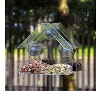 Mangiatoia per uccelli da finestra con forti ventose, acrilico trasparente, grande capacità nonne e nonni che amano guardare gli uccelli.