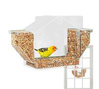 Mangiatoia per uccelli da finestra, con trasparente, a prova di scoiattolo, in acrilico, per l'osservazione e la visualizzazione dei fringuelli in giardino, sul balcone e nel cortile