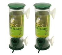 Mangiatoia per uccelli da finestra con ventose (2 pezzi) - Mangiatoia per semi da appendere a 2 porte da 21 cm - Mangiatoia da finestra in plastica trasparente per giardino, balcone e piccoli spazi