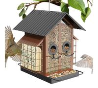 Mangiatoia per Uccelli da Finestra,Mangiatoie Per Uccelli Selvatici In Metallo Con Doppio Tetto | Accessori Per Birdwatching Da Balcone Giardino Terrazzo Per Appassionati Di Natura