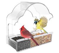 Mangiatoia Per Uccelli Da Finestra - Vassoio Rimovibile per Alimentazione Cardellini | Mangiatoia per Colibrì da Finestra in Acrilico Impermeabile,per Giardino Balcone Cortile Osservazione Fauna Selva