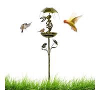 Mangiatoia per uccelli da giardino, a forma di coniglio, mangiatoia per uccelli a energia solare, con luci decorative per vialetti, per ara, pappagalli, parrocchetti, conuri, calopsitte, prati, aiuole
