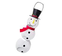 Mangiatoia per uccelli da giardino, a forma di pupazzo di neve, dispenser da appendere, contenitore decorativo per semi di uccelli