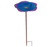 Mangiatoia per Uccelli da Terra, Vaschetta per Uccelli a Forma di Fiore con Paletto 9, 5x25 Pollici, Mangiatoia da Terra Decorativa per Giardino (Viola Blu)
