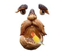 Mangiatoia per uccelli, decorazione da giardino, scultura con volto di fantasma vecchio, struttura in resina resistente alle intemperie resistente ai raggi UV, finitura resistente al , dettagli