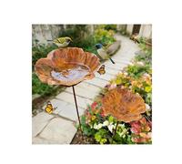 Mangiatoia per uccelli e vasca, ecologica, decorativa, da giardino, con supporto in metallo, per cortile, patio, prato, pezzo unico, perfetto per uso esterno