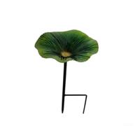 Mangiatoia per uccelli e vasca, vassoio in ferro a doppia funzione con picchetto da terra, resistente alle intemperie, ornamento da giardino rosso giallo 25 x 14 cm (verde