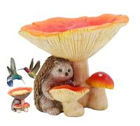 Mangiatoia per uccelli funghi per esterni, casetta per uccelli ricci, 2en 1, decorazione da giardino, resistente alle intemperie, decorazione da giardino, riccio, per esterni, patio, prato, giardino e