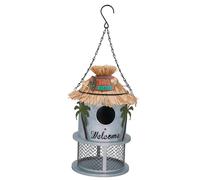 Mangiatoia per uccelli funky metallo argento Tiki Bar semi noci uccelli selva...