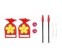 Mangiatoia per uccelli giardino esterno tenuto in plastica colibrì alimentatore mini dispositivo di irrigazione per insetti da giardino e colibrì cover rossa fiore giallo 2pc di