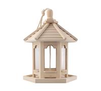 Mangiatoia per uccelli in legno per esterni, resistente alle intemperie, da appendere, stile pastorale, casetta per uccelli con interni spaziosi, tetto rimovibile facile da pulire, 20 x 25 cm