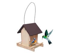 Mangiatoia per uccelli in legno - Tavolo per uccelli in casa, con corda superiore, asta in piedi e mangiatoia per pappagalli in legno, per uccelli, e fringuino, per balcone, recinzione del