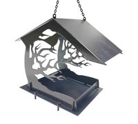 Mangiatoia per uccelli in metallo, a forma di casa, design a prova di scoiattolo, ampia capacità, struttura resistente con materiali durevoli durante la decorazione del giardino o i momenti di