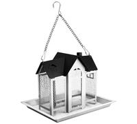 Mangiatoia per uccelli in metallo a prova di masticazione, capacità 1,8 kg, resistente alle intemperie, scoiattolo da appendere per giardino, cortile, mangiatoia per uccelli in metallo resistente