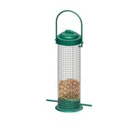 Mangiatoia per uccelli in metallo con protezione contro scoiattoli in rete Distributore per aree esterne | Accessori per l'alimentazione degli animali sicuri per il balcone da giardino Natural O