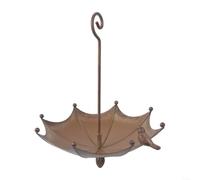 Mangiatoia per uccelli in metallo e vasca, mangiatoia per uccelli da appendere in stile vintage, ornamento da giardino in ferro battuto a forma di ombrello per uccelli da bagno