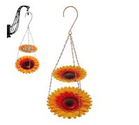 Mangiatoia per uccelli in metallo - Ferro 21,5 x 21,5 x 41 cm, doppio strato da appendere | per mangiatoia per uccelli, design retrò, semi di girasole, noci, giardino, balcone, terrazza