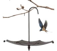Mangiatoia per uccelli ombrello a forma di mangiatoia per uccelli appesi con gancio per ramo albero stazione di alimentazione del ferro decorativo per un caffè scuro all'aperto